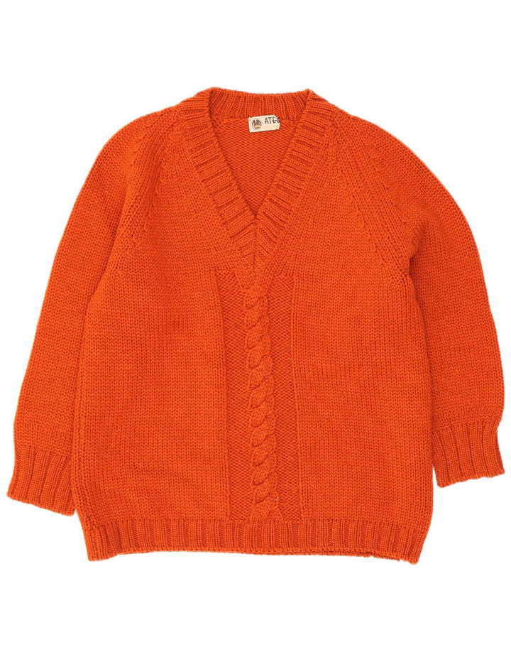 Suéter feminino vintage com decote em V Reino Unido 14 vermelho médio