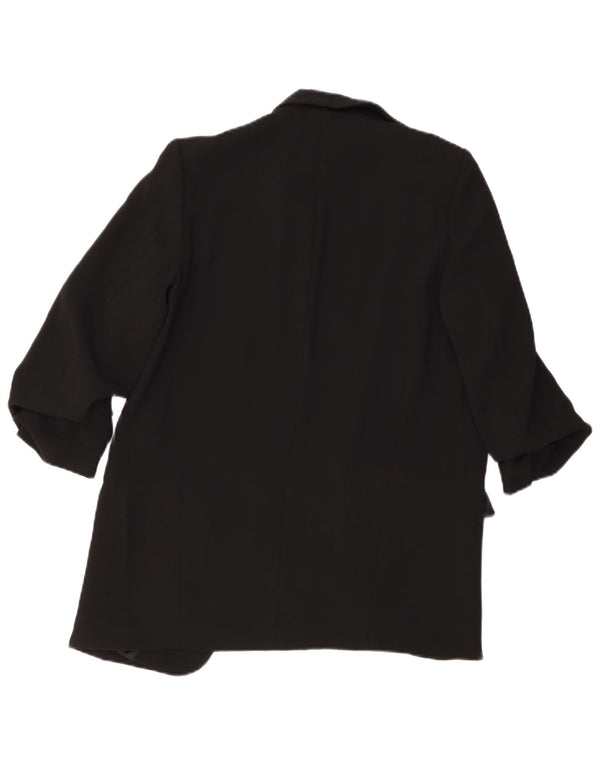 Zara Womens 3/4 Sleeve Open Blazer Jacket UK 10 Small Black Polyester