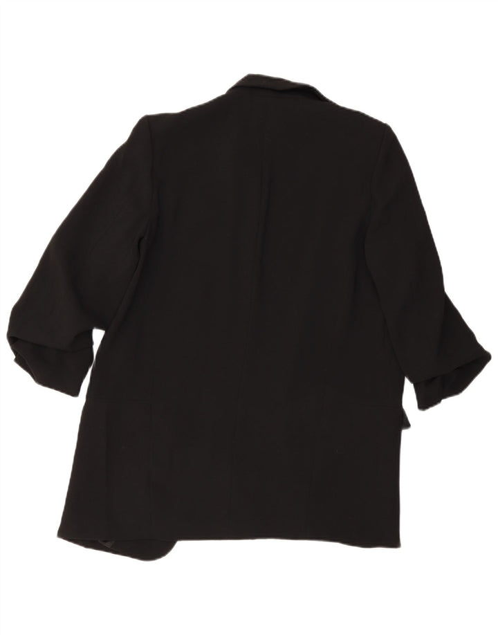 Zara Jaqueta Blazer Feminina Manga 3/4 Aberta Reino Unido 10 Pequena Poliéster Preta