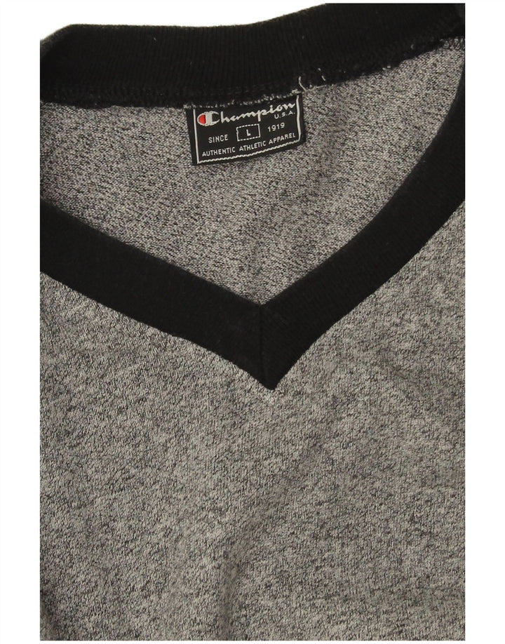 Camiseta masculina Champion grande bloco colorido cinza