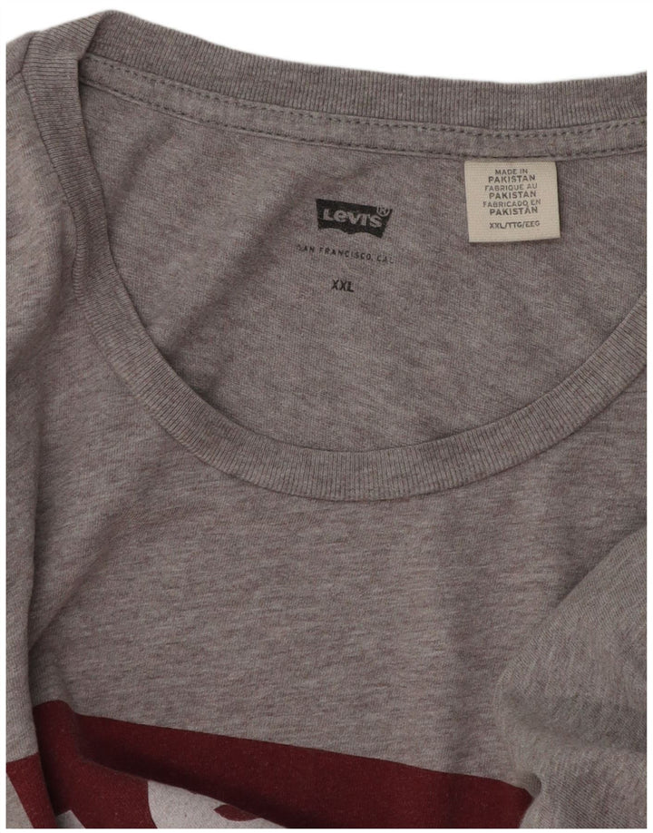 Camiseta gráfica masculina Levi's 2XL algodão manchado cinza