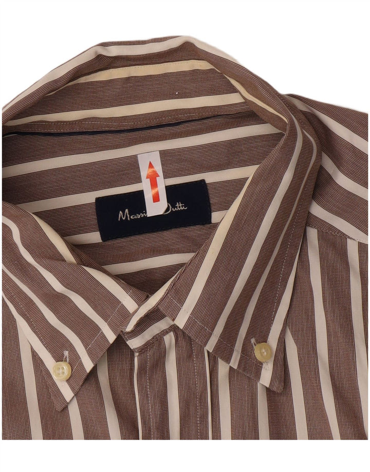 Camisa masculina Massimo Dutti listrada marrom grande
