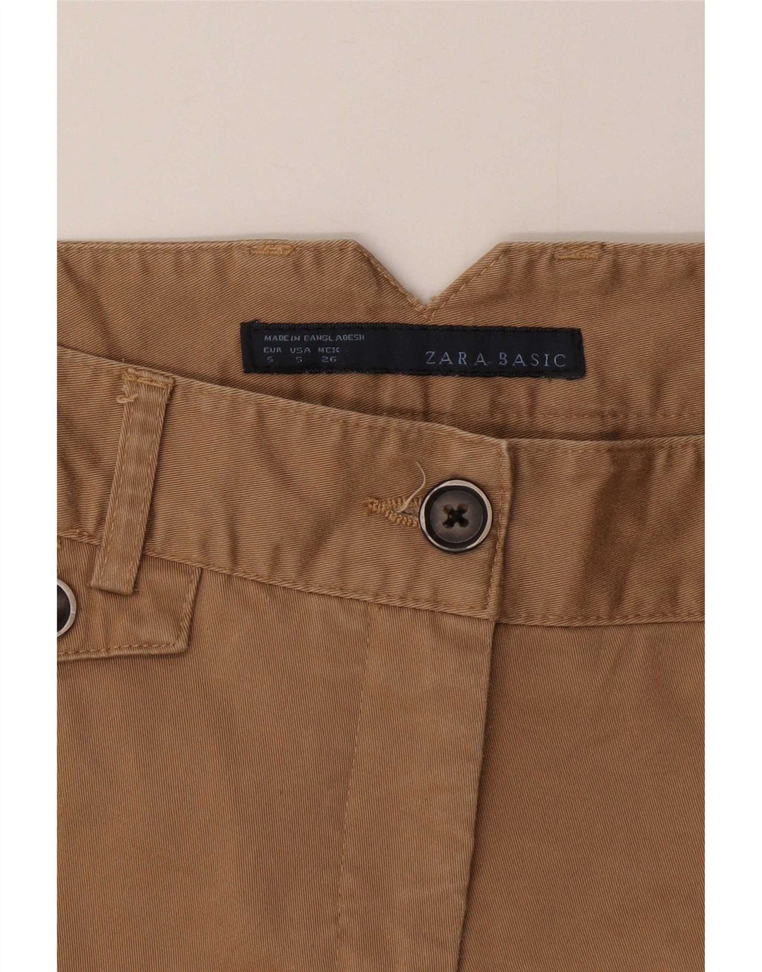 Zara Womens Chino Shorts Pequeno W26 Algodão Bege
