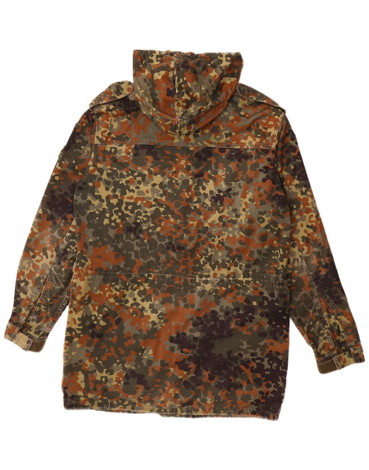 Jaqueta militar com capuz masculina VINTAGE UK 36 pequena camuflagem verde