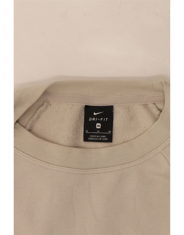 NIKE Womens Oversized Crop Graphic Moletom Jumper UK 14 Médio Bege