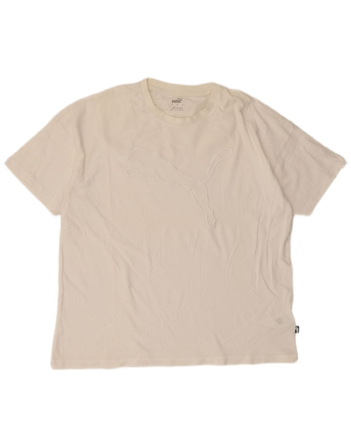 Puma Mens Graphic T-Shirt Top Grande Algodão Branco