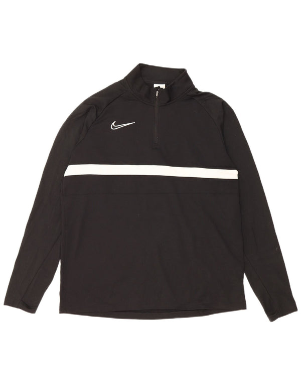 Pulôver masculino Nike Dri Fit com gola zip e moletom grande preto colorido