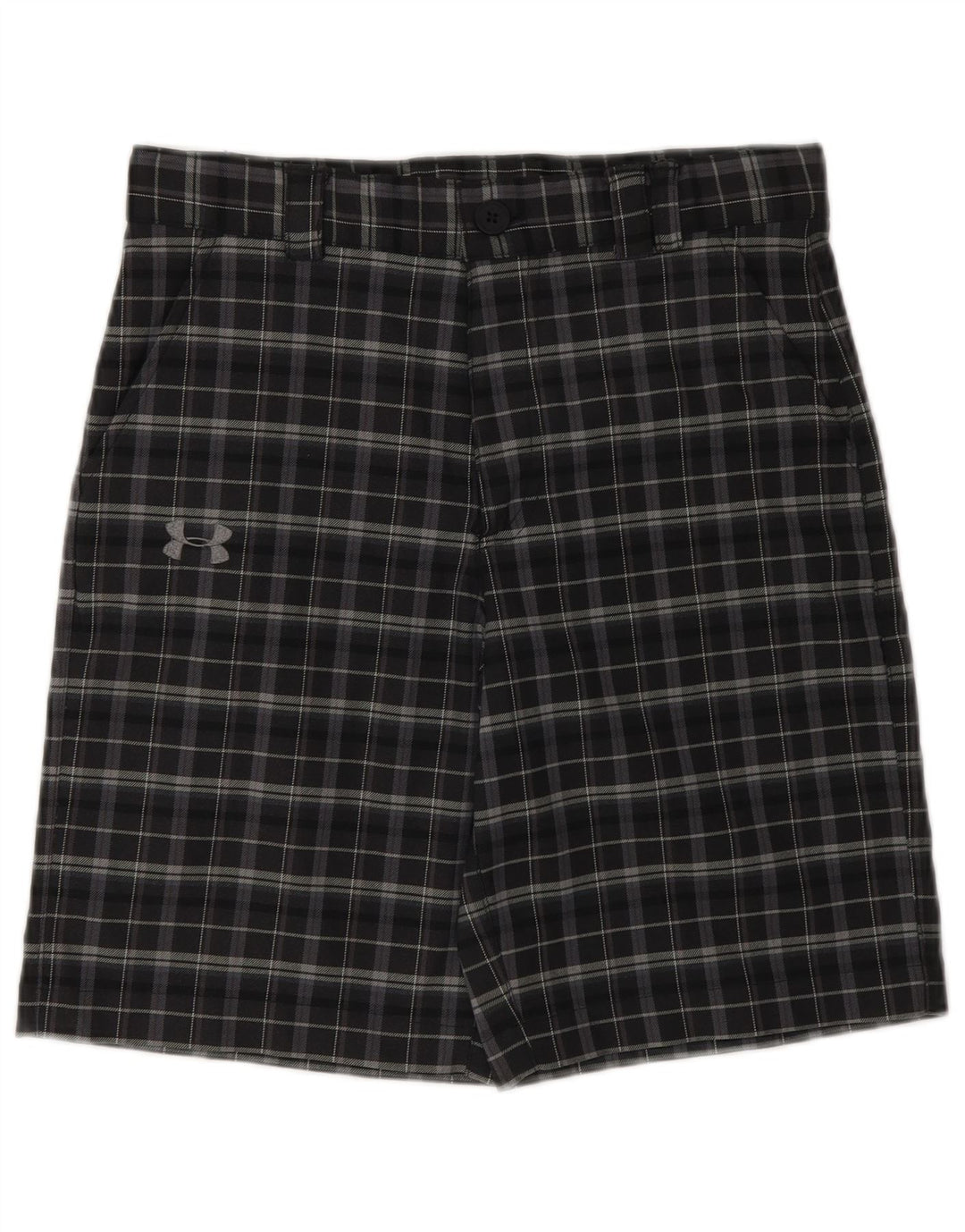 UNDER ARMOUR Meninos Chino Shorts 11-12 Anos Grande W26 Cinza Poliéster Xadrez