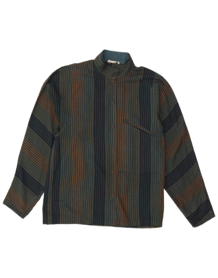 Blusa feminina vintage UK 16 grande listrada multicolorida