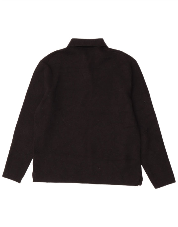 Zara Camisa polo masculina de manga comprida pequena viscose preta