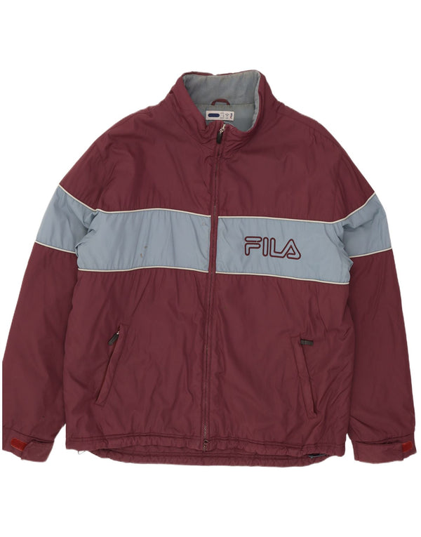 Jaqueta masculina Fila Graphic acolchoada UK 40 Grande Borgonha Colourblock Nylon