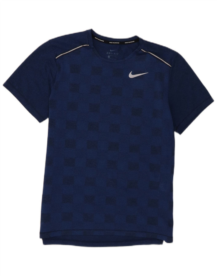 Camiseta masculina Nike Dri Fit Top pequeno poliéster geométrico azul marinho