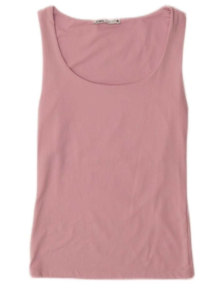 Colete feminino Zara UK 10 pequeno rosa poliamida
