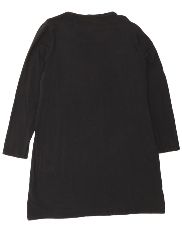 Dkny Vestido feminino estampado de manga comprida Reino Unido 18 XL algodão preto