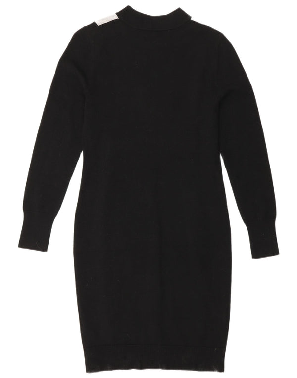 Vestido suéter feminino de manga comprida Karen Millen Reino Unido 12 bloco colorido preto médio