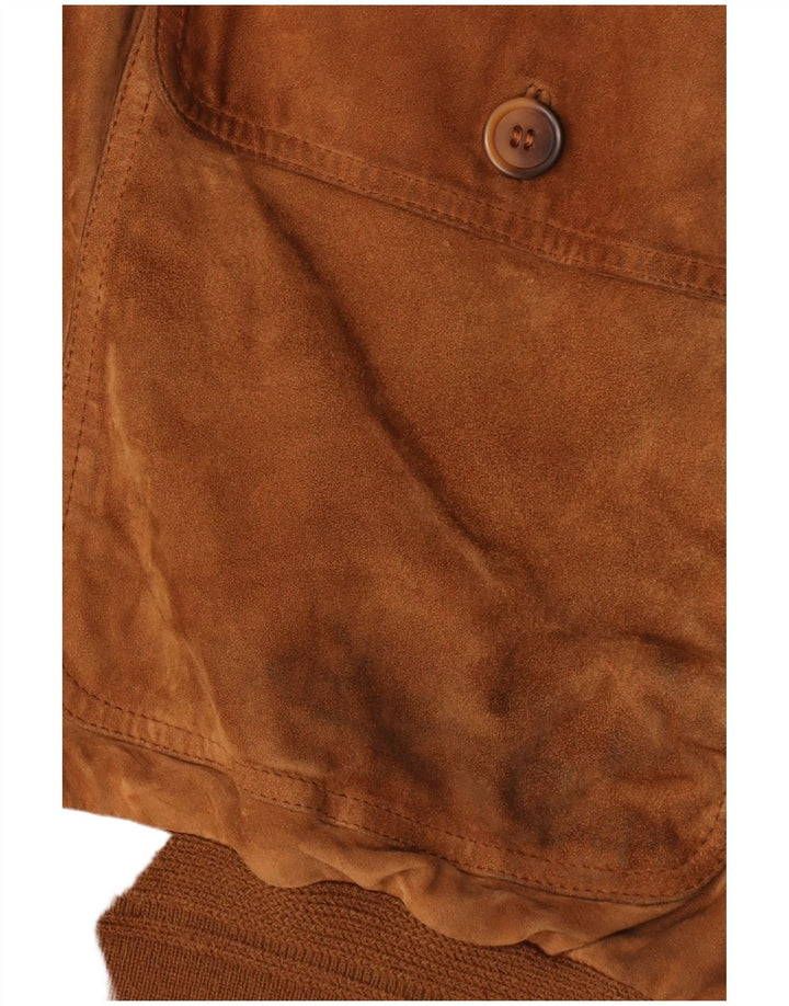 Jaqueta bomber masculina vintage de camurça IT 58 4XL couro marrom