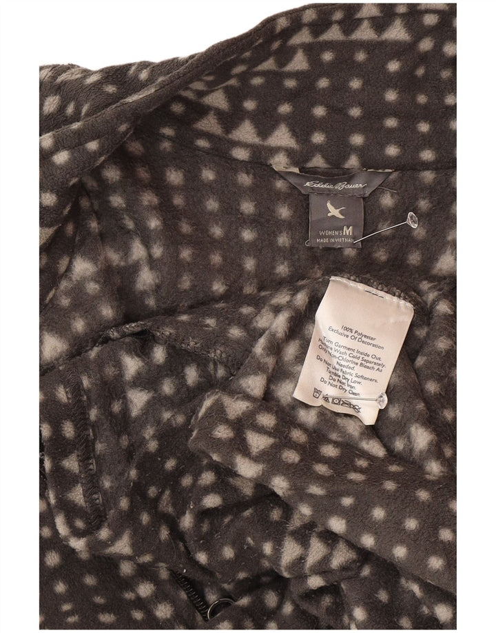 Jaqueta de lã feminina Eddie Bauer UK 14 poliéster geométrico cinza médio