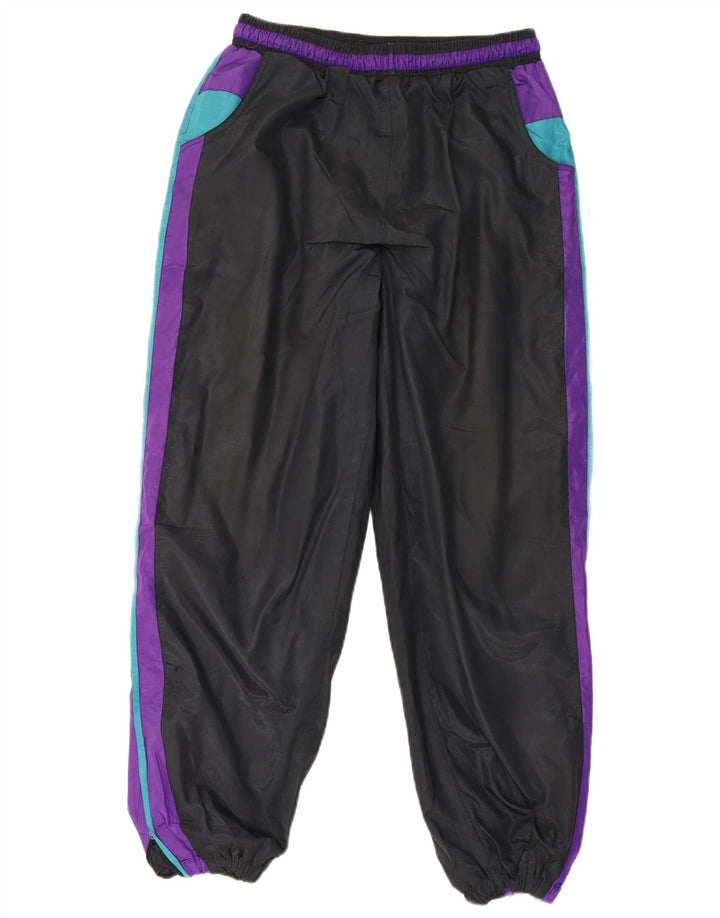 Calça de treino masculina vintage joggers médio preto colorblock