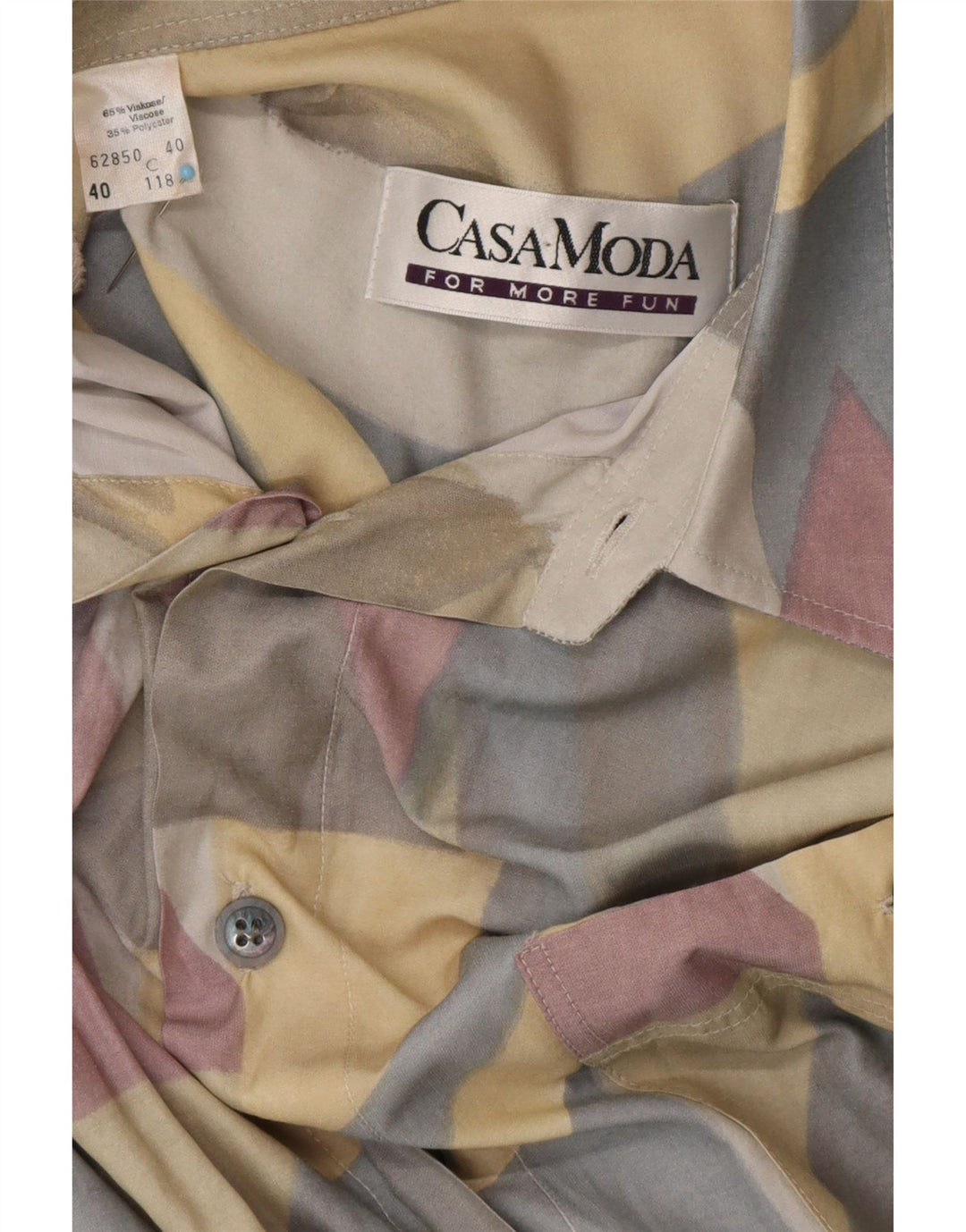 CASA MODA Camisa masculina com padrão abstrato tamanho 40 viscose multicolorida média