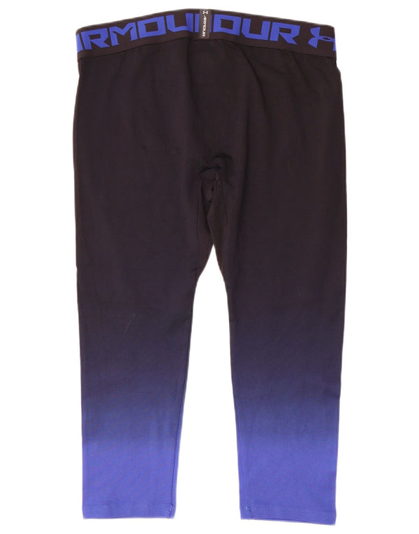 Under Armour Womens Heat Gear Crop Leggings Reino Unido 20 2XL Preto Colourblock