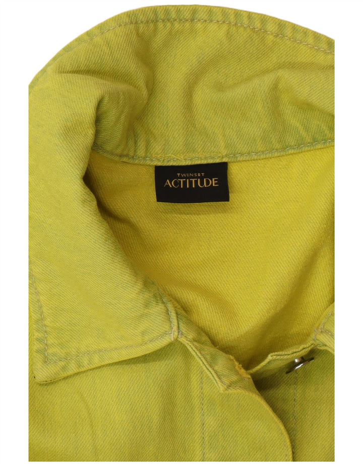 Jaqueta jeans feminina superdimensionada TWINSET Reino Unido 10 pequeno algodão verde moderno