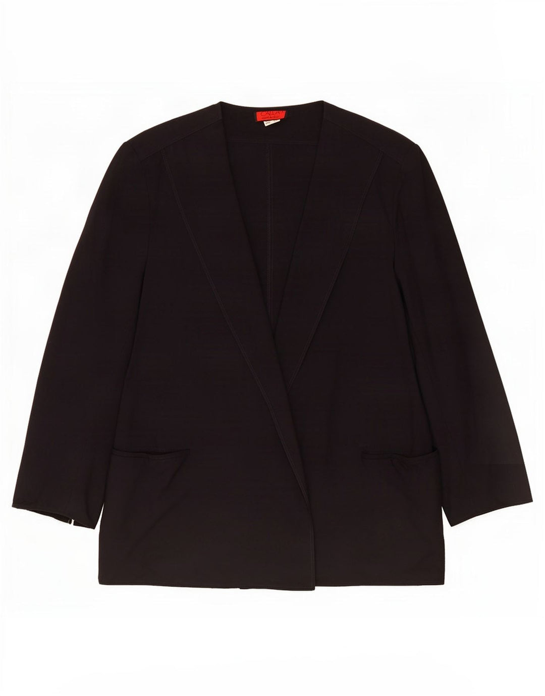 Jaqueta blazer aberta feminina vintage com ajuste solto IT 46 grande lã azul marinho