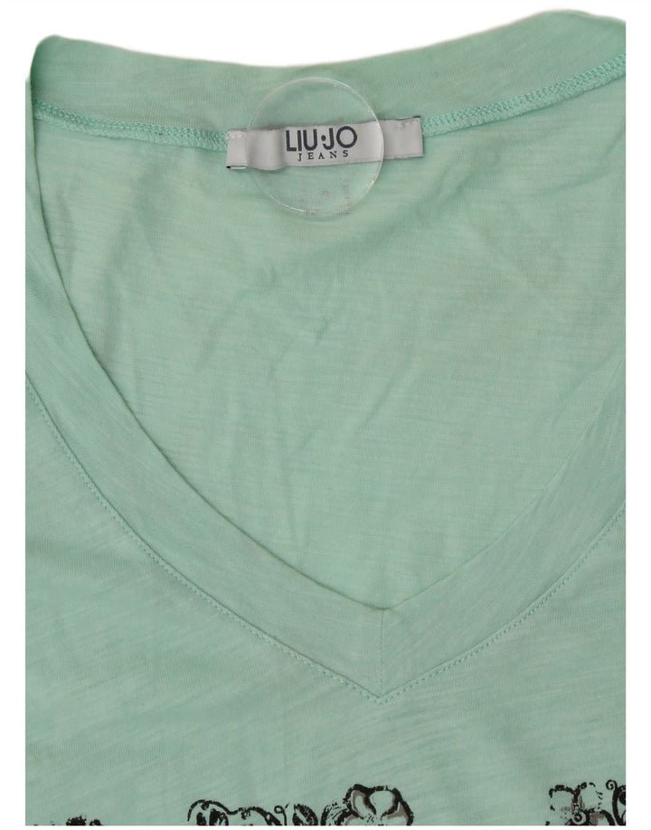 Camiseta feminina Liu Jo com estampa gráfica UK 12 verde médio moderno