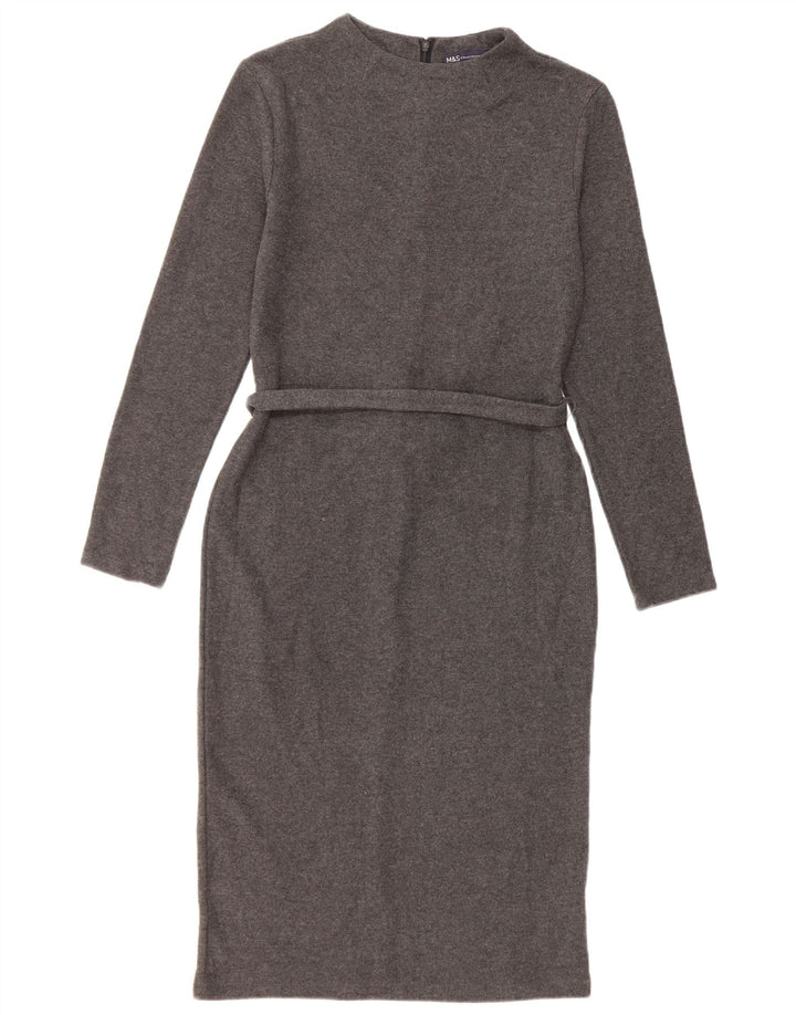 Vestido jumper feminino Marks & Spencer Reino Unido 10 pequeno algodão cinza