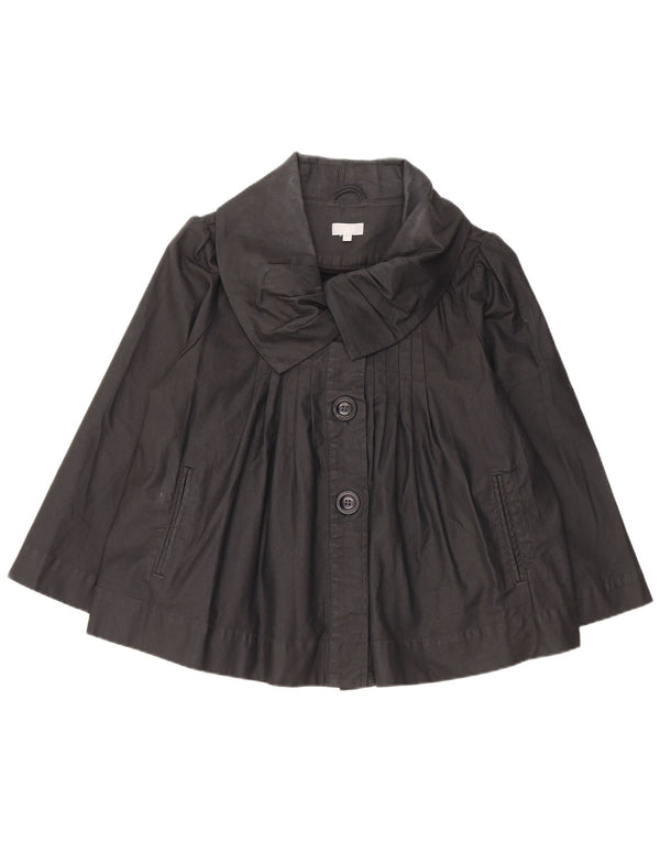 Jaqueta bomber feminina Topshop manga 3/4 Reino Unido 14 grande algodão preto