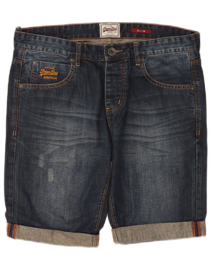 Superdry Mens Slim Denim Shorts W32 Médio Azul Marinho