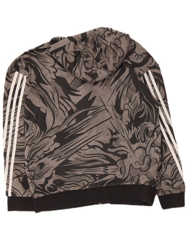 Suéter Adidas Menino com capuz e zíper com três listras 13-14 anos cinza