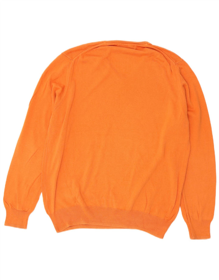 Suéter masculino Zara com decote em V grande algodão laranja