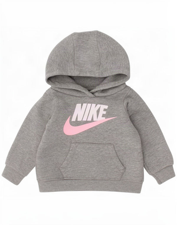 Suéter gráfico com capuz Nike para meninas de 3 a 6 meses algodão manchado cinza