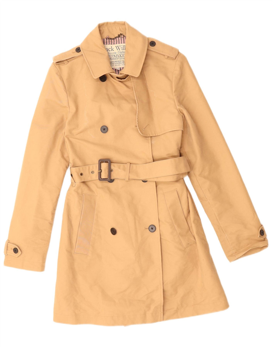 Casaco impermeável feminino JACK WILLS Reino Unido 10 pequeno algodão bege
