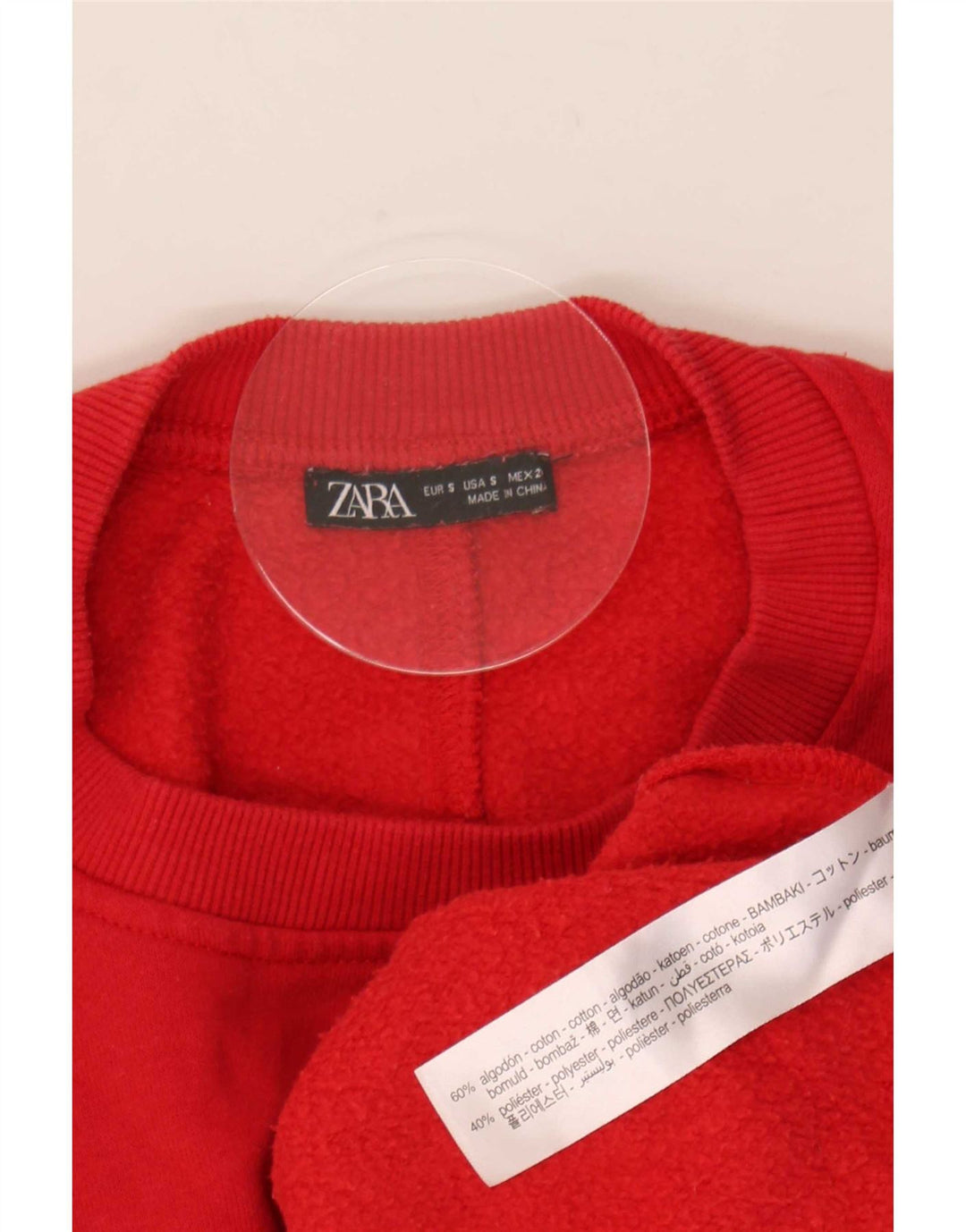 Zara moletom feminino oversized jumper UK 10 pequeno algodão vermelho