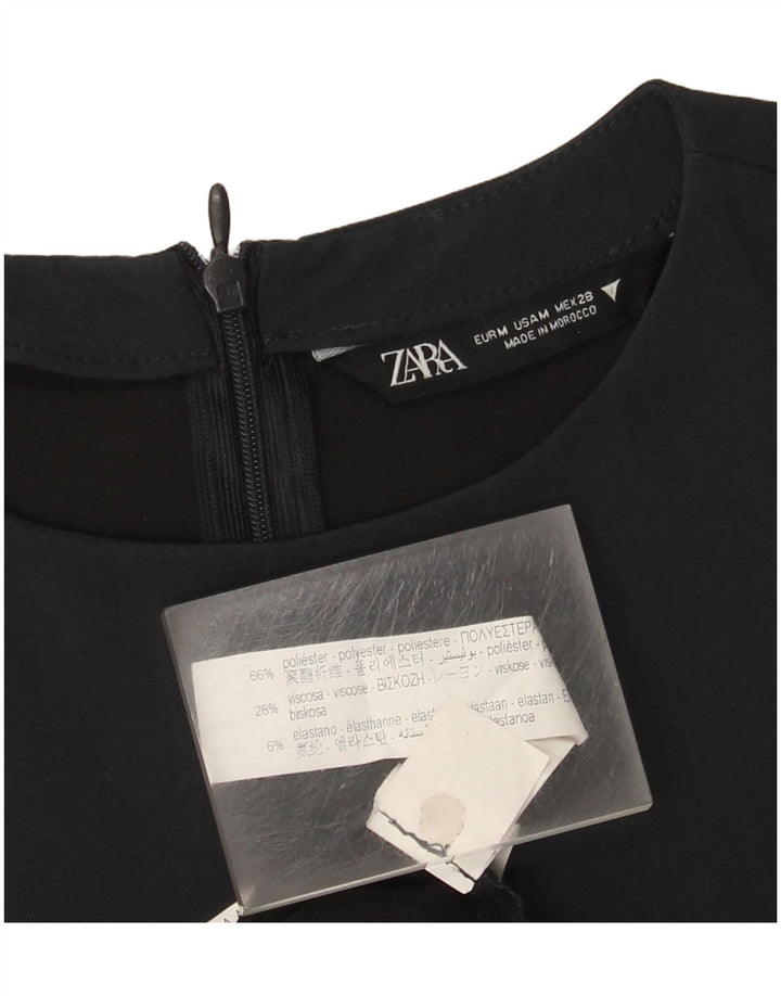 Vestido bainha feminino Zara UK 12 poliéster azul marinho médio