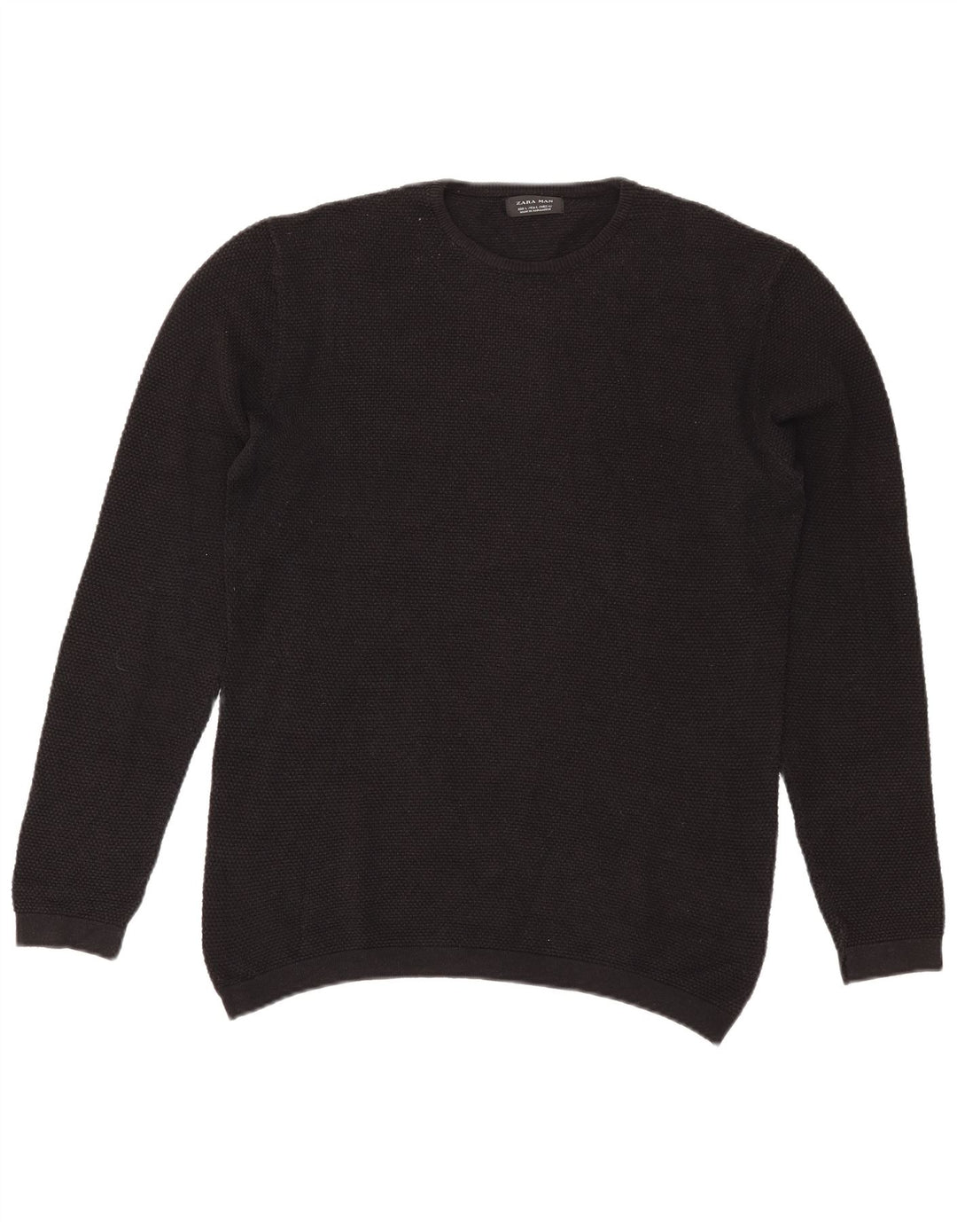 Zara Suéter masculino com gola redonda grande preto