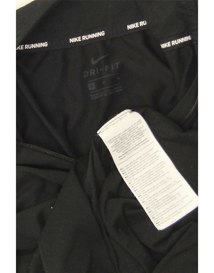 Nike Womens Dri Fit Zip Neck Pullover Treino Top Reino Unido 14 Médio Preto