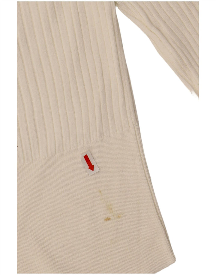 Suéter feminino ZARA com gola redonda e gola redonda, viscose branca pequena, Reino Unido 10