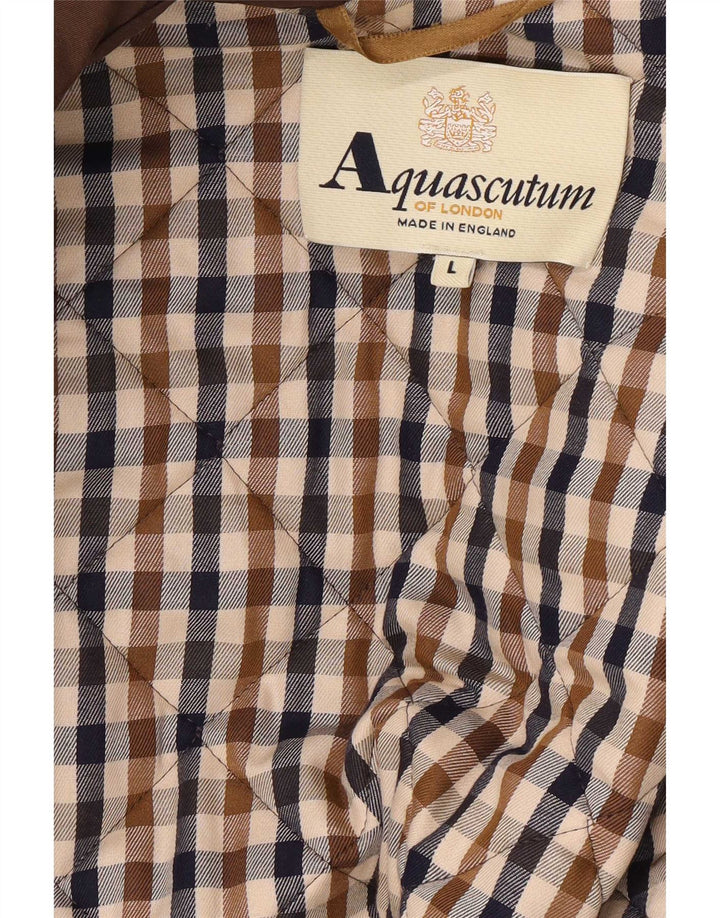 Jaqueta acolchoada feminina Aquascutum UK 16 grande marrom nylon