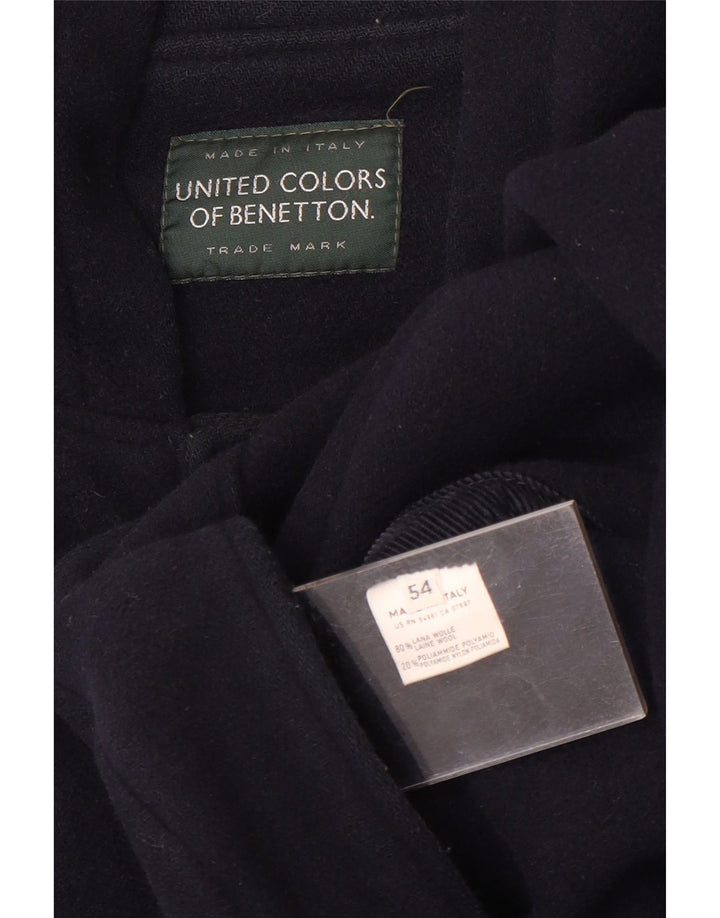 Casaco masculino com capuz BENETTON IT 54 2XL lã azul marinho