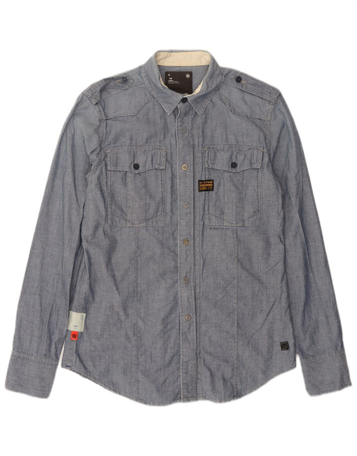 Camisa militar masculina G-Star 3301 algodão azul médio