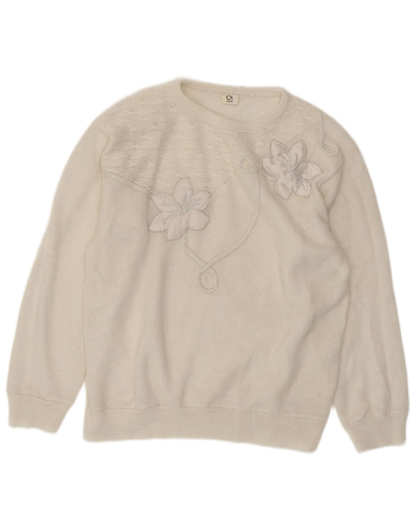 Suéter feminino CHARLES VOGELE com gola redonda UK 18 XL branco floral