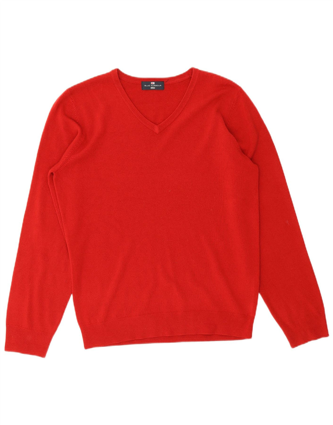Suéter masculino MARKS & SPENCER Blue Harbor com decote em V pequeno acrílico vermelho