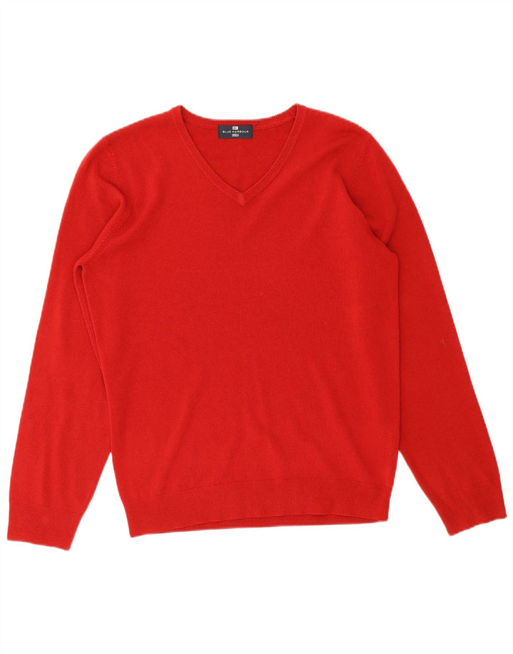 Suéter masculino MARKS & SPENCER Blue Harbor com decote em V pequeno acrílico vermelho