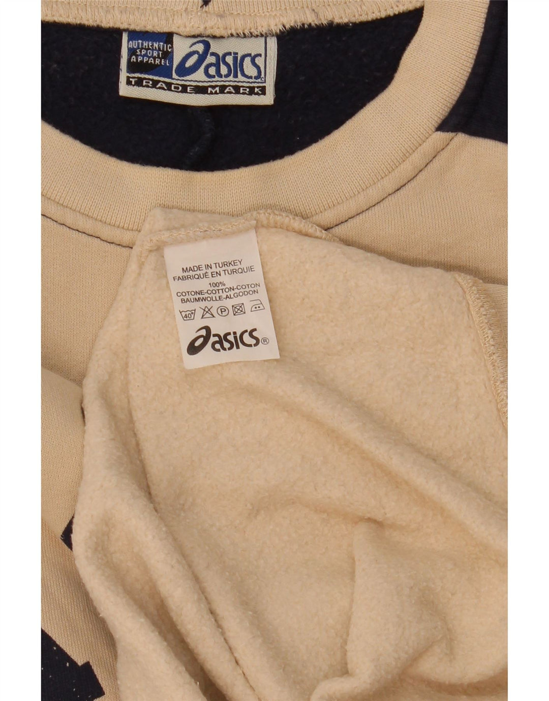 Asics Mens Graphic Moletom Jumper XL Bege Colourblock Algodão