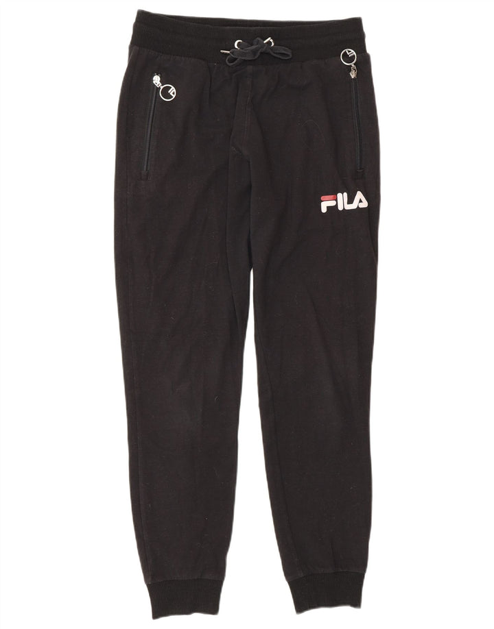 Fila Womens Graphic Tracksuit Calças Joggers Pequeno Poliéster Preto