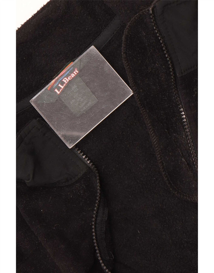 Jaqueta de lã feminina L.L.Bean UK 16 grande poliéster colorblock preto