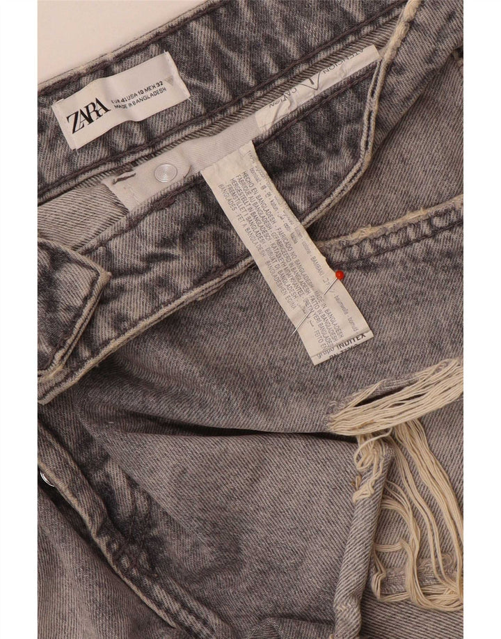 Zara Shorts jeans feminino desgastado UE 42 grande W32 algodão cinza