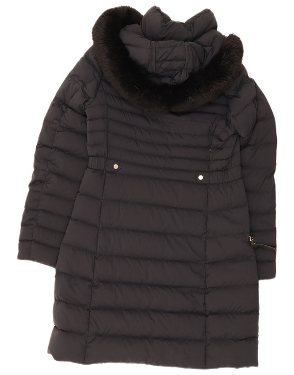 Casaco acolchoado com capuz feminino Tommy Hilfiger UK 12 médio preto poliamida